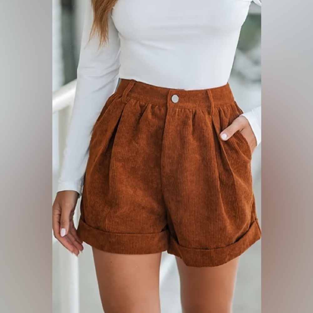 SHEIN Women's Brown Corduroy Shorts size large